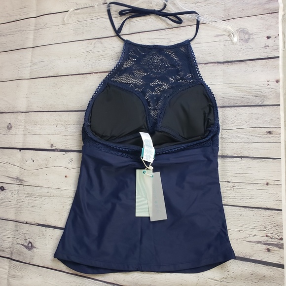 Coastal Blue Swimwear Crochet Halter Neck Top - Picture 5 of 6